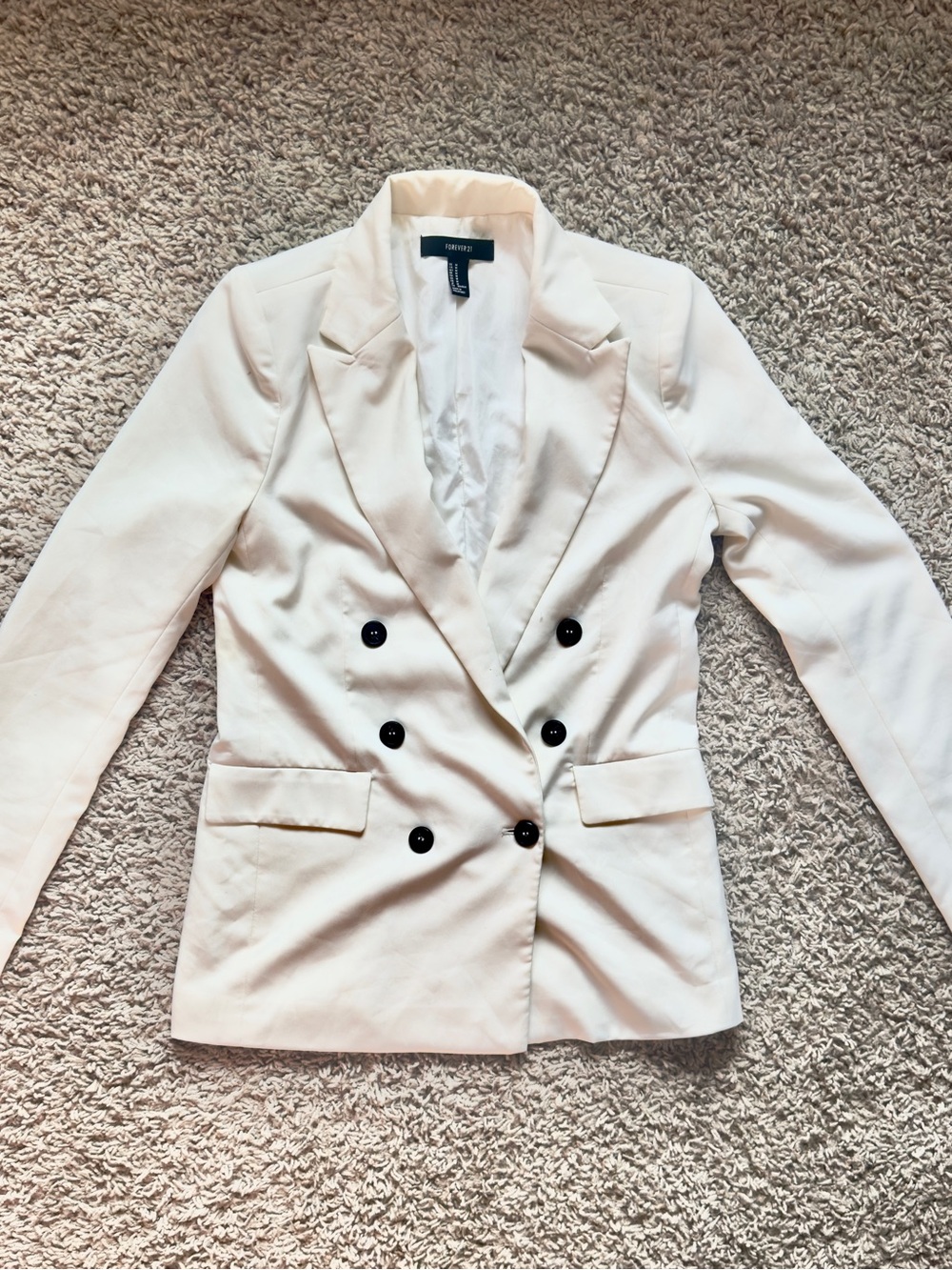 Double-Breasted Cream Blazer - Forever21